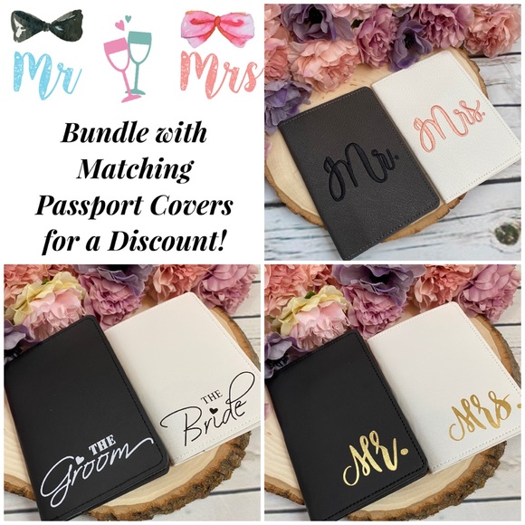 Mr & Mrs Embroidered Vegan Leather Luggage Tag - Picture 7 of 8